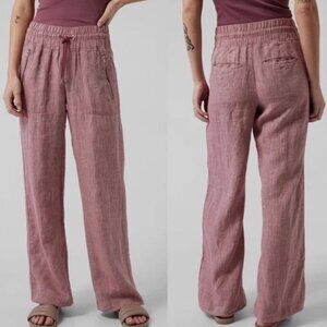 ATHLETA cabo linen wide leg pants in tawny rose (sz6)